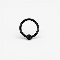 Black Steel Hinged Ring with Ball