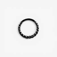 Black Steel Conch Ring - Twisted Rope Ring