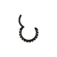 Black Steel Hinged Ring - Premium Zirconia Square