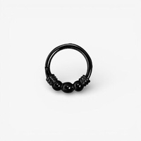 Black Steel Nose Ring - 3 Balls