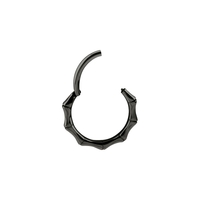 Black Steel Hinged Ring - Bamboo Design