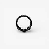 Black Steel Hinged Ring Vintage Beaded Design