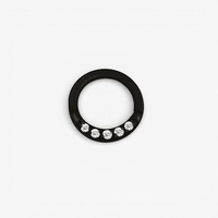 Black Steel Septum Ring - Front Facing Cubic Zirconia 16 Gauge - 8mm