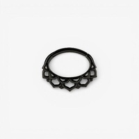 Black Steel Septum Ring - Lotus Flower 16 Gauge - 9mm