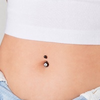 Black Steel Single Jewelled Belly Ring