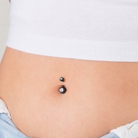 Black Steel Double Jewelled Belly Ring