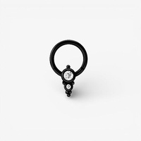 Black Steel Hinged Ring - Double Crystal
