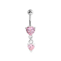 Surgical Steel Belly Ring - Jewelled Hearts 