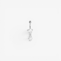 Surgical Steel Belly Ring - Jewelled Hearts 