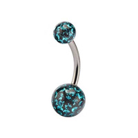 Surgical Steel Belly Ring - Epoxy Jewelled Balls