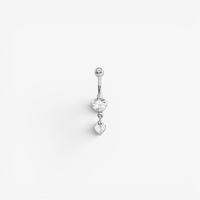 Surgical Steel Belly Ring - Crystal Jewelled Heart Jewellery Charm