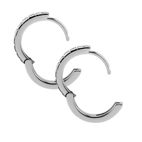 Surgical Steel Huggies Hoop Earrings - Square Cubic Zirconia 20 Gauge - 12mm