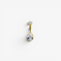 18K Gold Internal Thread Belly Ring - Pear Shape Premium Zirconia