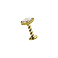 18K Gold Attachment for Internal Thread Labret - Marquise Shape Premium Zirconia - 5mm