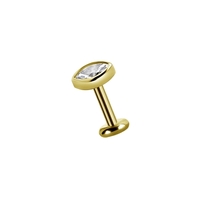 18K Gold Attachment for Internal Thread Labret - Marquise Shape Premium Zirconia - 6mm