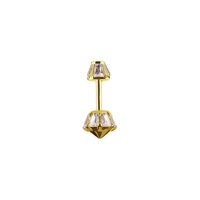 18K Gold Threadless Barbell for Vertical Helix Carousel - Premium Zirconia 16 Gauge - 6mm