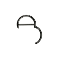 Grey/Black Steel Double Hinged Clicker Ring for Nipple 14 Gauge - 12mm