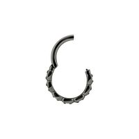 Grey/Black Steel Hinged Ring - Rounded Premium Zirconia