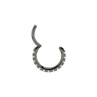 Grey/Black Steel Hinged Ring - Premium Zirconia Square Design