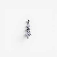 Titanium Internal Thread Belly Ring - Premium Zirconia 3 Ball Cascade Cluster
