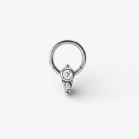 Surgical Steel Hinged Ring - Double Crystal