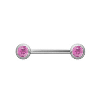 Surgical Steel Nipple Bar - Double Gem