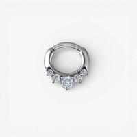 Surgical Steel Septum Ring - 5 Prong Cubic Zirconia Crown 16 Gauge - 6mm