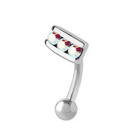 Surgical Steel Eyebrow Bar - Gem Strip