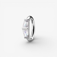 Nickel Free Cobalt Chrome Oval Rook Ring - Premium Zirconia 16 Gauge 5mm x 7mm