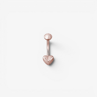 Rose Gold Steel Faceted Heart Belly Ring with Faceted Top Ball