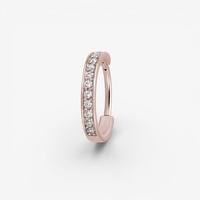 Rose Gold Steel Conch Ring - Single Row Cubic Zirconia 16 Gauge - 11mm