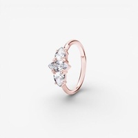 Rose Gold Steel Conch Ring - Pear and Marquise Cubic Zirconia 16 Gauge - 12mm
