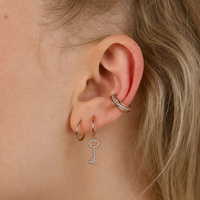 Rose Gold Steel Jewelled Key Charm Cubic Zirconia