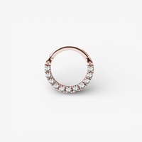 Rose Gold Steel Septum Ring - Front Facing Premium Zirconia
