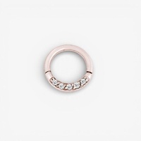 Rose Gold Steel Septum Ring - Front Facing Cubic Zirconia 16 Gauge - 8mm
