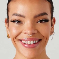 Rose Gold Steel Septum Ring - Front Facing Crown Cubic Zirconia 16 Gauge - 8mm