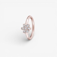 Rose Gold Steel Septum Ring - Cubic Zirconia Flower