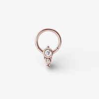 Rose Gold Steel Hinged Ring - Double Crystal