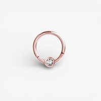 Rose Gold Steel Septum Ring - Crystal