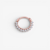 Rose Gold Steel Septum Ring - 12 Prong Cubic Zirconia Crown 16 Gauge - 8mm