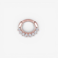 Rose Gold Steel Septum Ring - 8 Prong Cubic Zirconia Crown 16 Gauge - 6mm