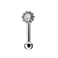 Titanium Internal Thread Rook Bar - Premium Zirconia Ball Flower Cluster
