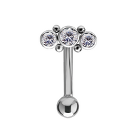 Titanium Internal Thread Rook Bar - Premium Zirconia Tri Cluster