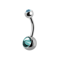 Titanium Double Jewelled Mini Belly Ring - 6mm Ball