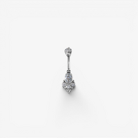 Surgical Steel Belly Ring - Cubic Zirconia Oval Cluster