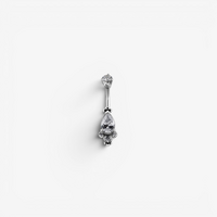 Surgical Steel Belly Ring - Cubic Zirconia Pear Cluster