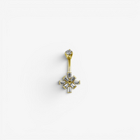 Gold Steel Belly Ring - Cubic Zirconia Star Burst