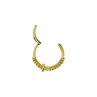 Gold Steel Hinged Conch Ring - Premium Zirconia Cross 16 Gauge - 12mm