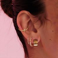 Gold Steel Conch Ring - Cross 16 Gauge - 11mm