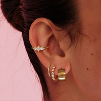 Gold Steel Conch Ring - Pear and Marquise Cubic Zirconia 16 Gauge - 12mm